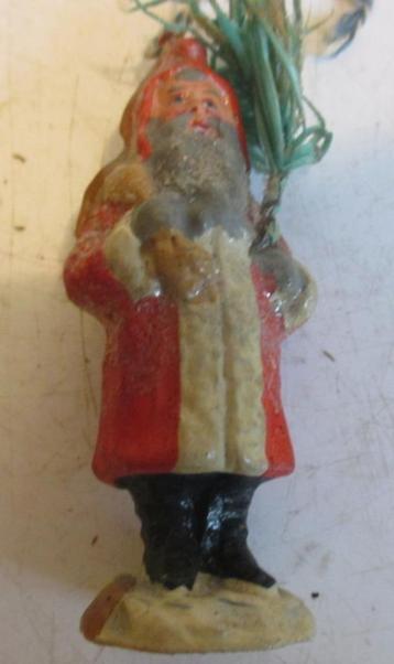 antiek kerst ornament Santa kerstman in klei terracotta beschikbaar voor biedingen