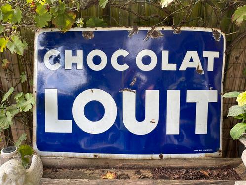 Emaille, 80cm bij 120cm reclamebord, Frans, Chocolat Louit., Antiek en Kunst, Antiek | Emaille, Ophalen of Verzenden