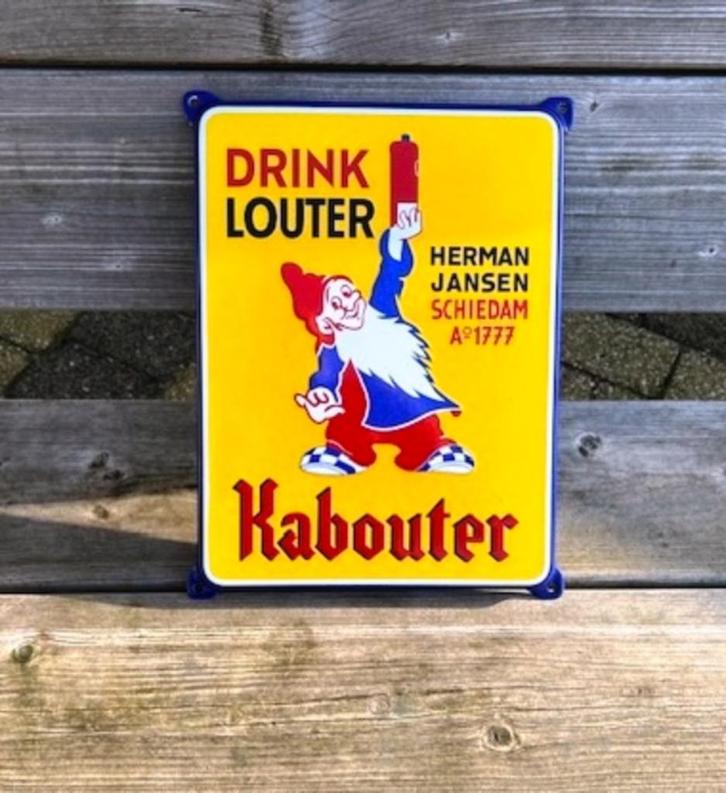 Louter Kabouter Emaille bord . Herman Jansen replica /retro, Verzamelen, Merken en Reclamevoorwerpen, Zo goed als nieuw, Reclamebord