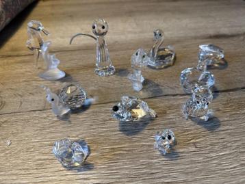 11 Kristallen figuurtjes, 5 met een Zwaantje en Swarovski beschikbaar voor biedingen