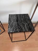 Bijzettafeltje met marmeren blad, Huis en Inrichting, Tafels | Bijzettafels, 45 tot 60 cm, Minder dan 55 cm, Rond, Ophalen of Verzenden