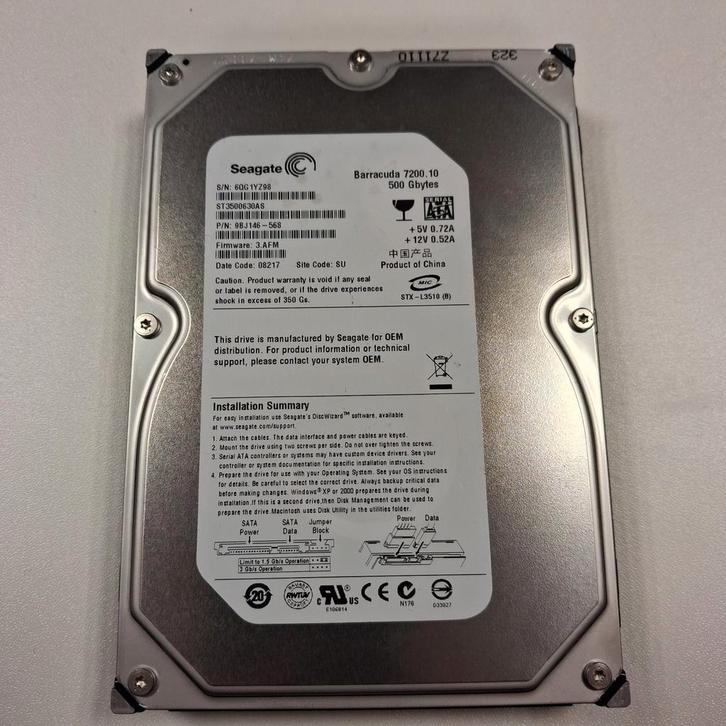 HDD Seagate 500GB 3,5 inch, Computers en Software, Harde schijven, Zo goed als nieuw, Desktop, Ophalen of Verzenden