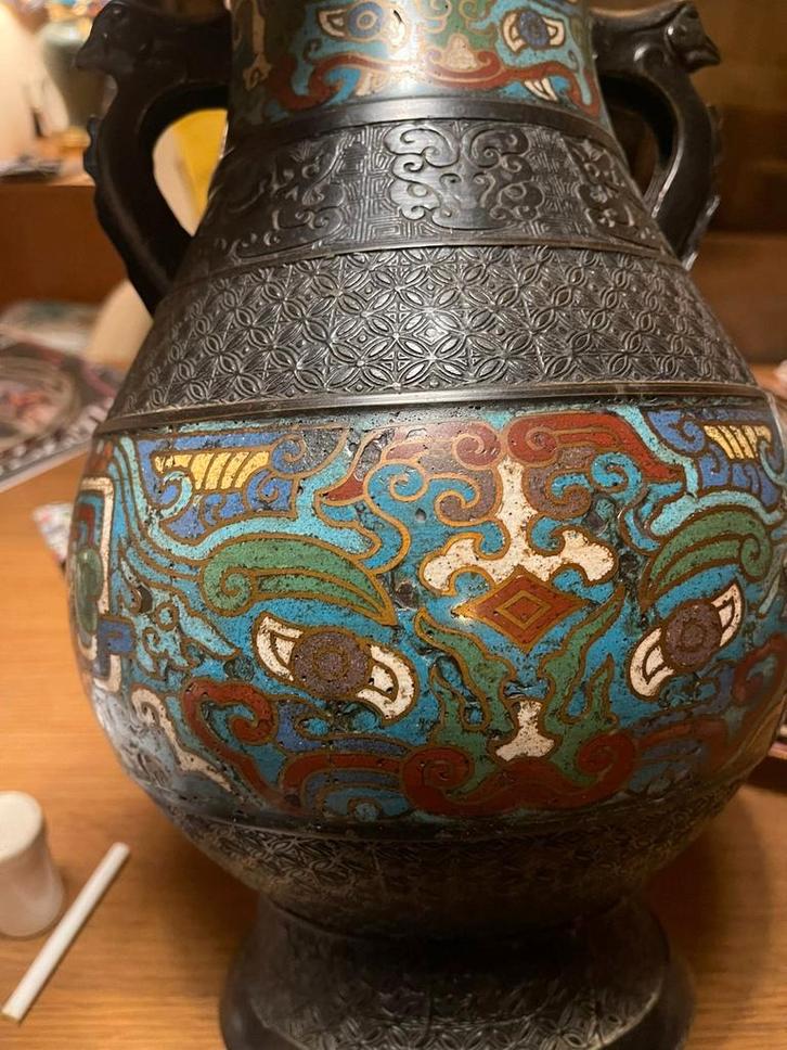 Antieke Cloisonné Vaas, China, 19e Eeuw, Antiek en Kunst, Antiek | Vazen, Ophalen of Verzenden