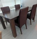 Bruine ZWARE eettafel 90X180 cm (eventueel incl. stoelen), Ophalen, Gebruikt, 50 tot 100 cm, Vijf personen of meer