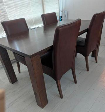 Bruine ZWARE eettafel 90X180 cm (eventueel incl. stoelen) beschikbaar voor biedingen