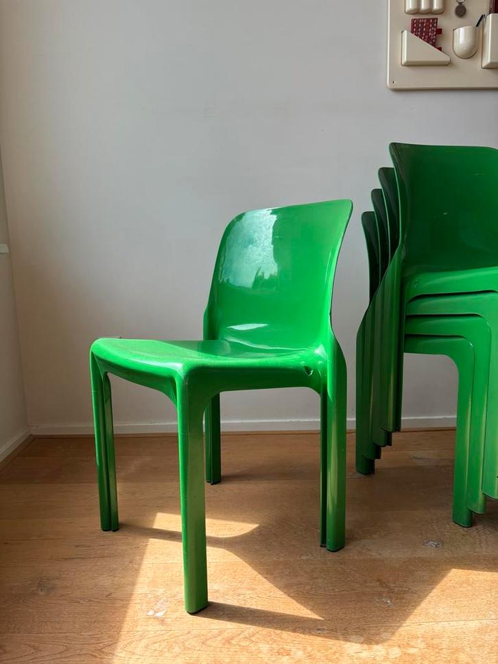 4 Selene stoelen | Vico Magistretti | Artemide, Huis en Inrichting, Stoelen, Gebruikt, Kunststof, Overige kleuren, Ophalen
