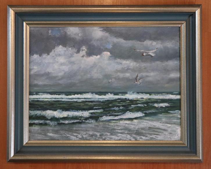 G.J. Kuiper (1926-2013) - Zee, Antiek en Kunst, Kunst | Schilderijen | Klassiek, Ophalen