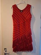 Elegante rode jurk met franjes - Maat L, Maat 42/44 (L), Ophalen of Verzenden, Boven de knie, Rood
