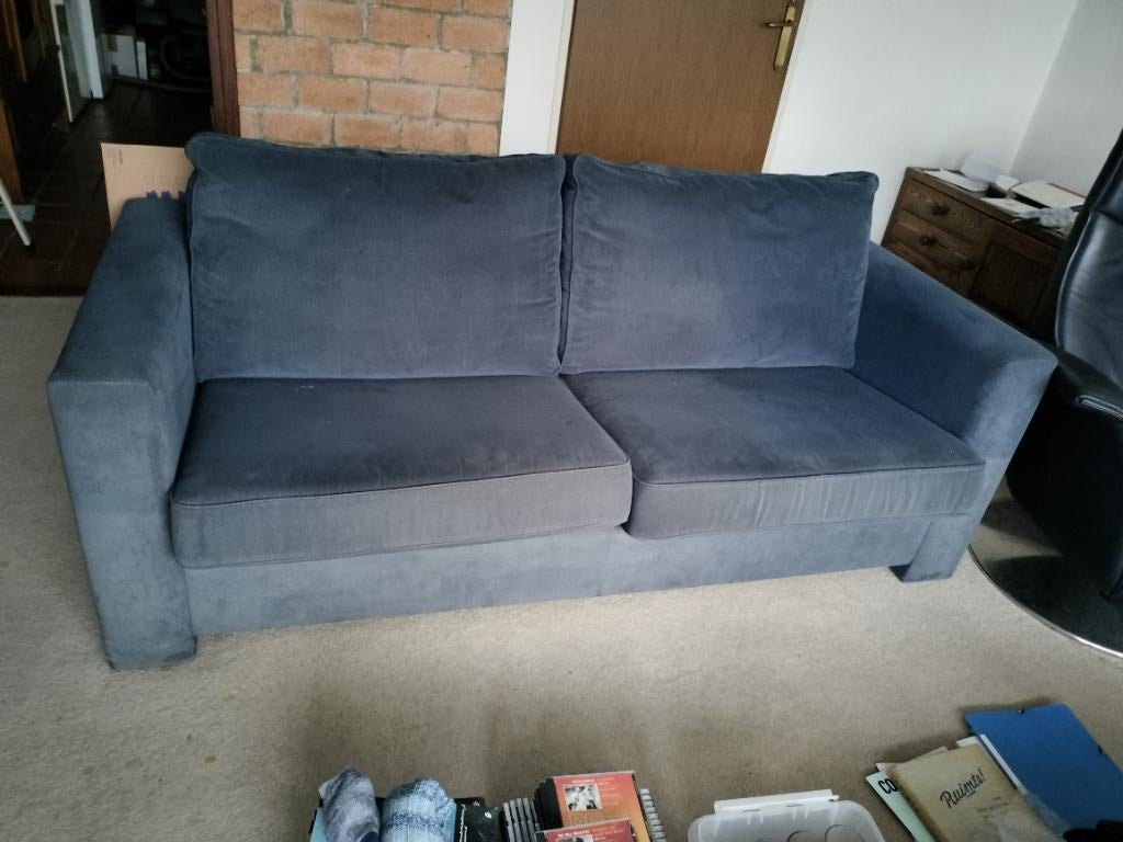 Bankstel blauw, Ophalen, Gebruikt, 75 tot 100 cm, Stof