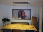 Hanglamp RVS met glazen bollen voor boven eettafel, Huis en Inrichting, Ophalen, Gebruikt, Glas, 75 cm of meer