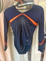 Wedstrijd turnpakje maat 164, donkerblauw met oranje accent, Blauw, Ophalen of Verzenden, Zo goed als nieuw, Turnpak(je)