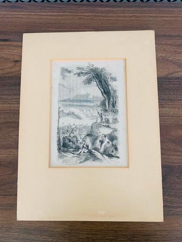 Houtgravure Porret - 19e eeuwse veldslag beschikbaar voor biedingen