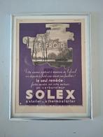 Vintage ingelijste reclame Solex carburateur jaren 30, Ophalen of Verzenden, Gebruikt, Reclamebord