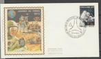 België 1972 Zijden FDC Dag van de Postzegel/APOLLO 15, Postzegels en Munten, Ruimtevaart, Ophalen of Verzenden, Gestempeld, 1e dag stempel