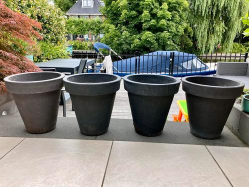 Antraciete Bloempotten 40 cm Kunststof, UV & Vorstbestendig, Tuin en Terras, Bloembakken en Plantenbakken, Zo goed als nieuw, Kunststof