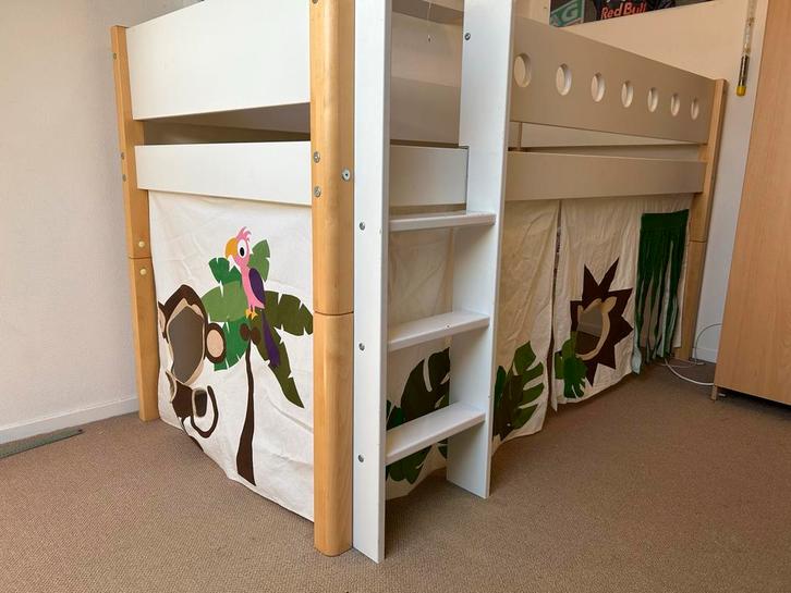 Flexa Half Hoogslaper - Gebruikt, Kinderen en Baby's, Kinderkamer | Bedden, Gebruikt, 180 cm of meer, 85 tot 100 cm, Hoogslaper of Stapelbed