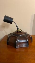 Vintage metalen vrieland lamp emaille bruin wit retro, Verzenden, Gebruikt, Minder dan 50 cm