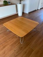 Leolux Cimber eiken salontafel 90x90cm met chroom onderstel, Huis en Inrichting, Tafels | Salontafels, 50 tot 100 cm, Minder dan 50 cm