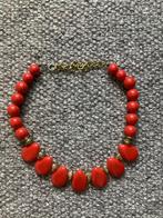 Vintage / retro - halsketting - rood - 44cm verstelbaar -, Ophalen of Verzenden, Overige materialen, Ketting