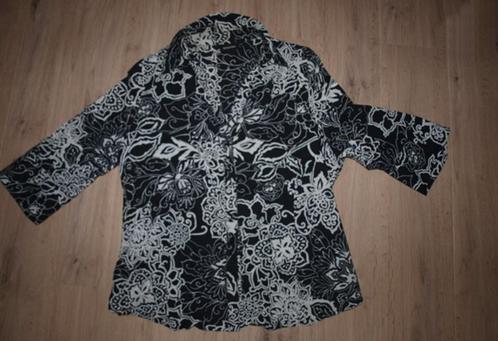 Zwart met Witte Blouse Promiss (52), Kleding | Dames, Grote Maten, Gedragen, Blouse of Tuniek, Zwart, Ophalen of Verzenden