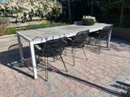 Tuintafel met zes tuinstoelen, Tuin en Terras, Ophalen, Gebruikt, Rechthoekig, Overige materialen