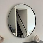 Ronde grote spiegel metalen randen zwart, Huis en Inrichting, Woonaccessoires | Spiegels, Ophalen, 100 tot 150 cm, Rond, Zo goed als nieuw
