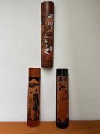 Japans Bamboe carving Japanse beschilderd Uniek snijwerk, Verburgt Vintage, Ophalen of Verzenden, Schipluidenlaan 20 5035KJ Tilburg