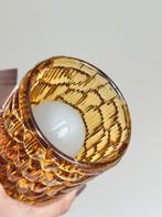 Set 2 vintage wandlampen Deens hout messing glas jaren 50/60, Ophalen, Gebruikt, Glas, Vintage