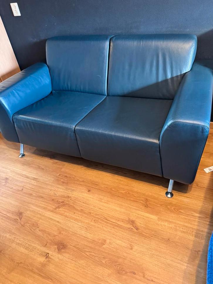 2-zits leren Bank, Huis en Inrichting, Banken | Bankstellen, Gebruikt, Rechte bank, Tweepersoons, 150 tot 200 cm, Minder dan 75 cm