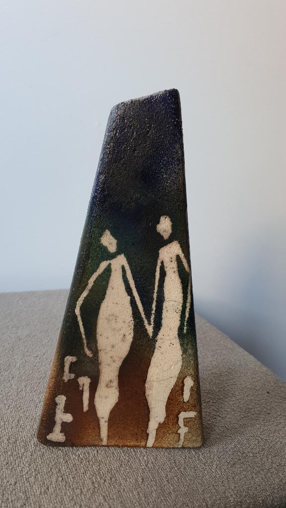 Keramiek vaas handgemaakt 60s/70s stijl zeldzaam 23 cm, Verzamelen, Retro, Huis en Inrichting, Ophalen of Verzenden