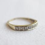 Vintage 9K witgouden eternity ring met diamanten - 18,25, 18 tot 19, Ophalen of Verzenden, Zo goed als nieuw, Met edelsteen