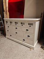 Apothekerskast met 13 lades - massief hout + glas, Huis en Inrichting, Kasten | Ladekasten, Ophalen, Gebruikt, 100 tot 150 cm