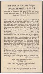 Wilhelmina Maas 1857 Someren + 1941 Bakel, 84 jaar, Verzenden