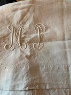 Antiek frans linnen laken met monogram, Ophalen of Verzenden