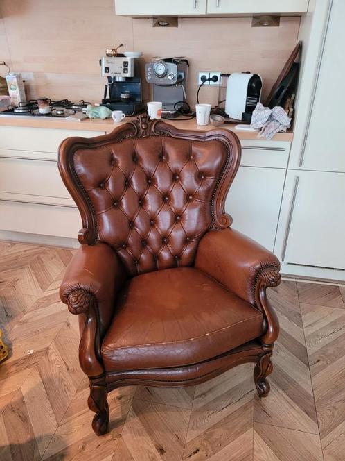 Chesterfield fauteuil wingchair queen anne, Huis en Inrichting, Banken | Sofa's en Chaises Longues, Zo goed als nieuw, Eenpersoons