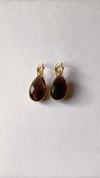 Fraaie zilver vergulde oorbellen met Rookkwarts, Hangers, Verzenden, Nieuw, Met edelsteen