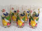 🍎🍋‍🟩6 Vintage FRUITGLAZEN/Longdrinkglazen van Reims., Glas of Glazen, Ophalen of Verzenden, Overige stijlen, Glas