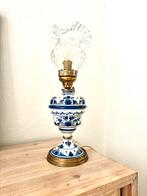 Prachtige vintage Delft lamp met of zonder glazen kapje, Antiek en Kunst, Antiek | Lampen, Ophalen of Verzenden