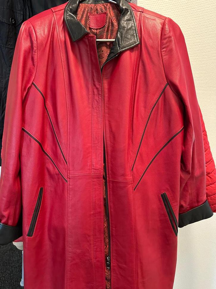 Rode leren jas (als nieuw) kalfsleder Marokko, Kleding | Dames, Jassen | Winter, Zo goed als nieuw, Maat 38/40 (M), Rood, Ophalen of Verzenden