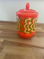 Vintage oranje plastic container, Verzamelen, Blikken, Ophalen of Verzenden, Gebruikt, Koek(jes)