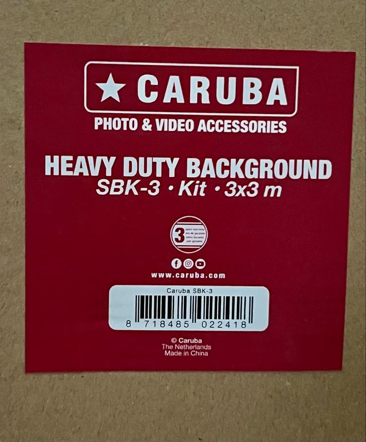 Caruba Achtergrond Kit 3x3m SBK-3 - Heavy Duty, Audio, Tv en Foto, Fotografie | Fotostudio en Toebehoren, Nieuw, Achtergrond, Ophalen