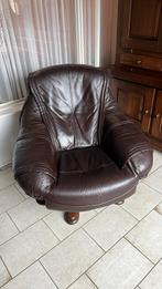 Draaibare leren fauteuil / stoel, Ophalen, Zo goed als nieuw