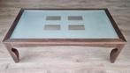 Salontafel Montel wengé met glas, Huis en Inrichting, Tafels | Salontafels, Ophalen, Gebruikt, 100 tot 150 cm, Glas
