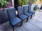Vier mooie donkerblauwe eetkamer stoelen., Ophalen, Gebruikt