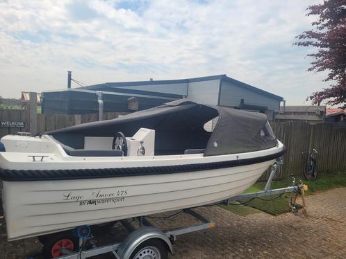 Sloep Lago Amore 478 Honda 10 pk Vaarbewijs Vrij. NIEUWSTAAT, Watersport en Boten, Sloepen, Zo goed als nieuw, Tot 10 pk, 3 tot 6 meter