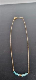Verguld messing ketting met echte amazoniet, Sieraden, Tassen en Uiterlijk, Kettingen, Overige materialen, Verstelbaar, Ophalen of Verzenden