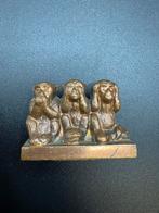 Bronzen Beeldje: Drie Wijze Apen, Antiek en Kunst, Ophalen of Verzenden