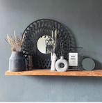 Zwarte Rotan Spiegel - Ø 56cm, Ophalen, Rond, Zo goed als nieuw, Minder dan 100 cm