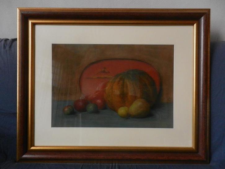 Pastel Stilleven met vruchten Philip Zilcken 1857-1930 30x45, Antiek en Kunst, Kunst | Schilderijen | Klassiek, Ophalen of Verzenden
