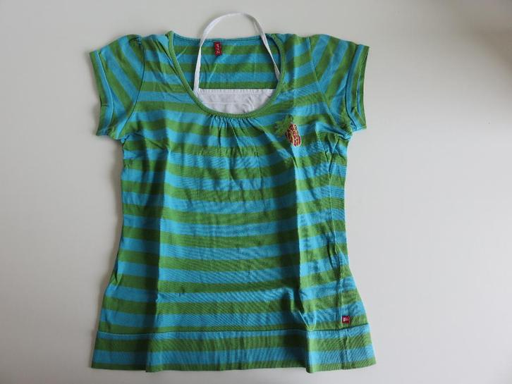 Fitz Shirt blauw groen gestreept met ananas maat 176 - 18, Kinderen en Baby's, Kinderkleding | Maat 176, Gebruikt, Meisje, Shirt of Longsleeve